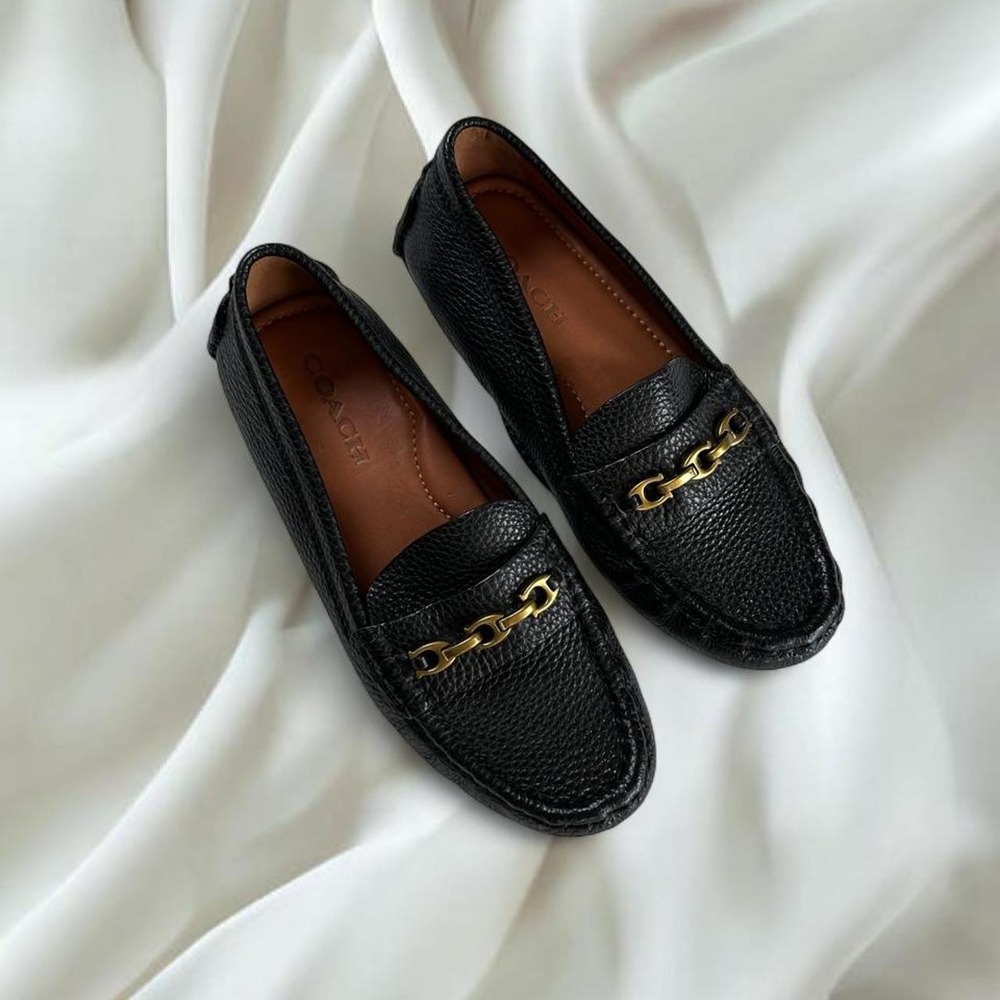 Coach Crosby Driver loafers pebble leather brass hardware y2k vintage